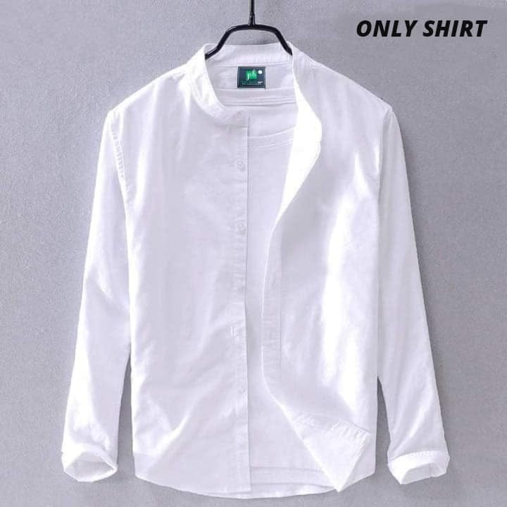 Solid Color Oxford Cotton Shirt for Men - Image 2