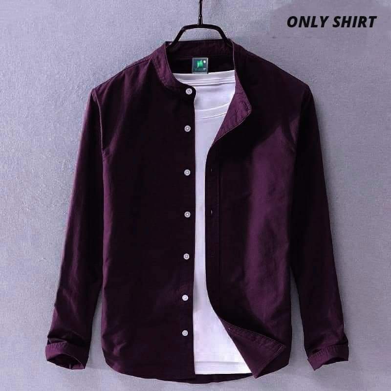 Solid Color Oxford Cotton Shirt for Men - Image 10