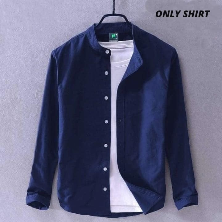 Solid Color Oxford Cotton Shirt for Men - Image 8