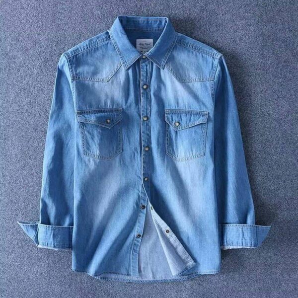 Men's Premium Denim Long Sleeve Shirt - Image 4