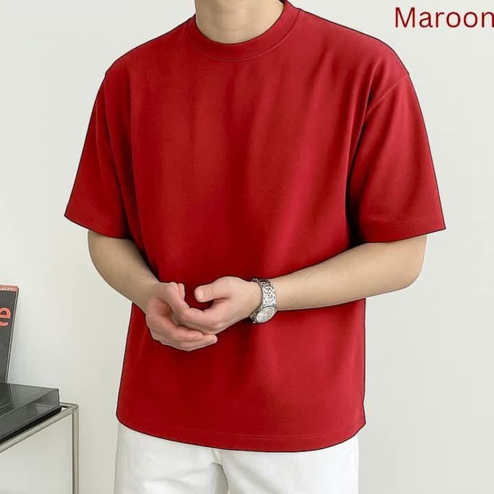 Men's Solid Drop Shoulder Oversized T-Shirt - Image 3