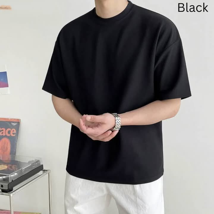 Men's Solid Drop Shoulder Oversized T-Shirt - Image 4