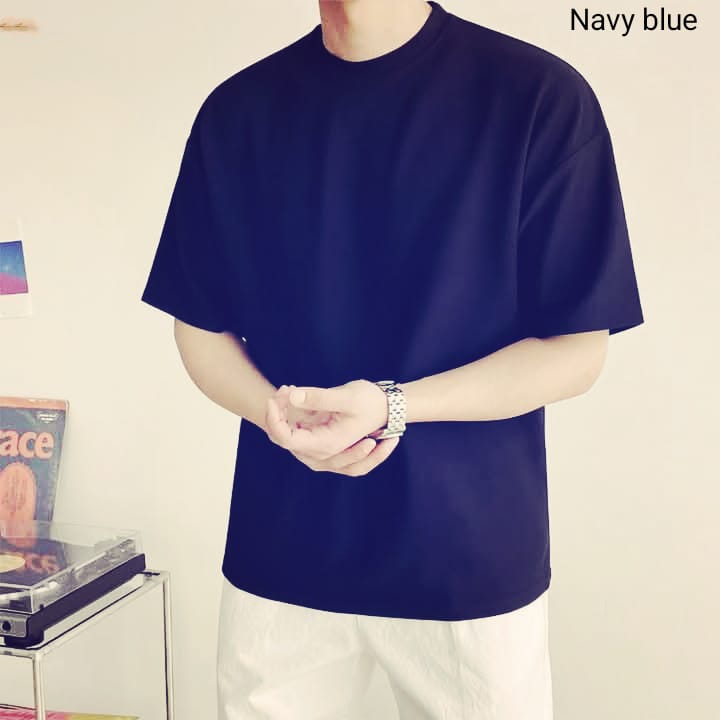 Men's Solid Drop Shoulder Oversized T-Shirt - Image 6