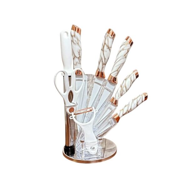 🔪 Grain Rain 8-Piece Knife Set with Revolving Stand