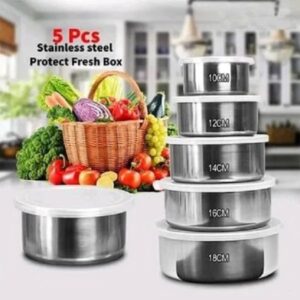 🥗 5-in-1 Stainless Steel Food Container Set