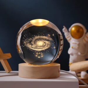 🌌 3D Galaxy Crystal Ball with 1-Color LED Base