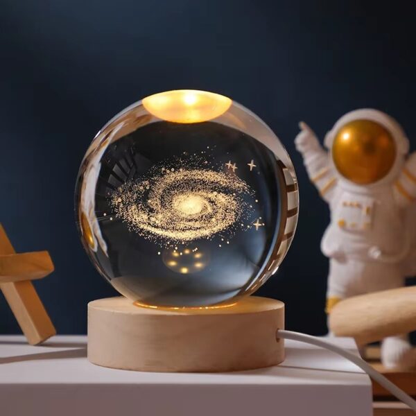 🌌 3D Galaxy Crystal Ball with 1-Color LED Base