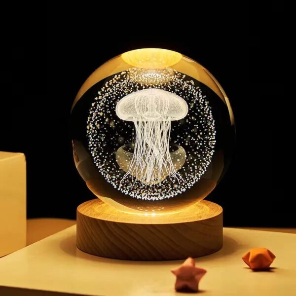 🌌 3D Jellyfish Crystal Ball with 7-Color LED Base