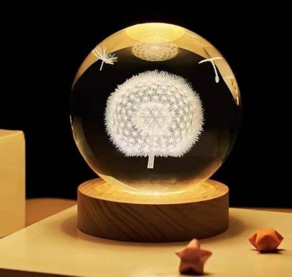 🌌 3D   Dandelion Ball with 1-Color LED Base