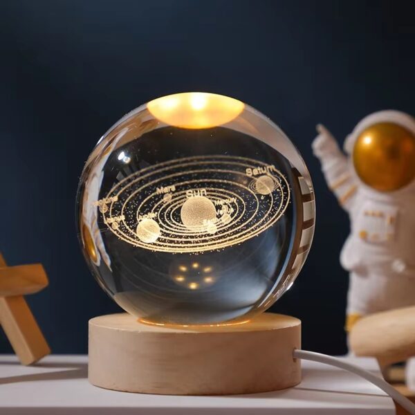 🌌 3D  Solar System Ball with 7-Color LED Base