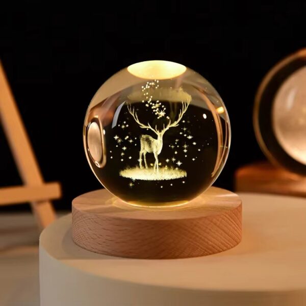 🌌 3D Deer Ball with 1-Color LED Base