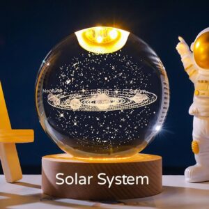 🌌 3D Solar System With Stars Ball with 1-Color LED Base