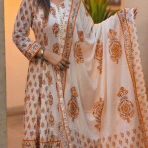 👗 Pure Cotton Flared Three Piece – Readymade