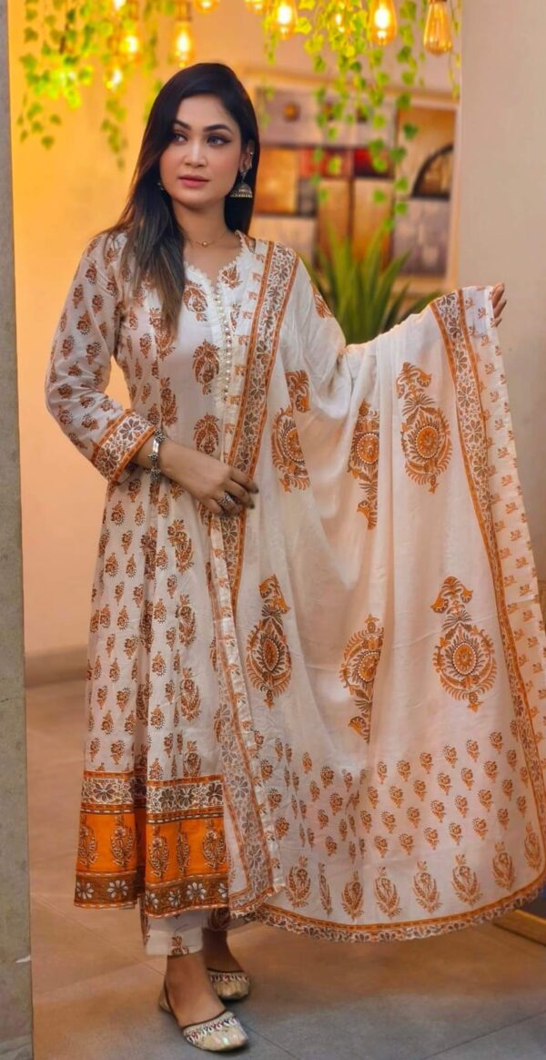 👗 Pure Cotton Flared Three Piece – Readymade