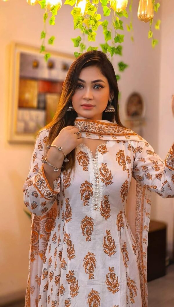 👗 Pure Cotton Flared Three Piece – Readymade - Image 3