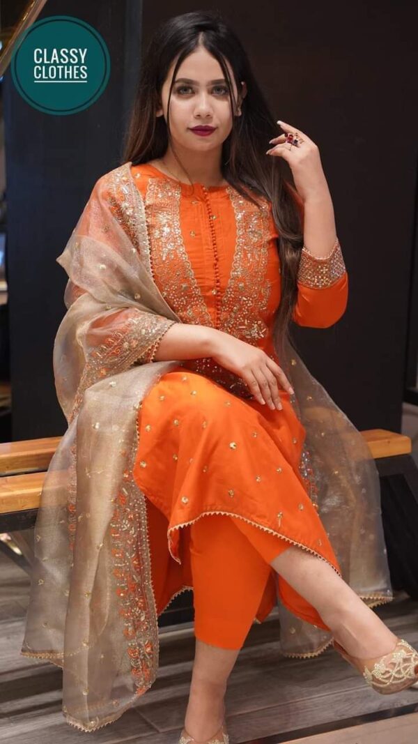 ✨ Sequence Embroidery Readymade Three Piece