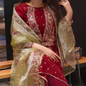 ✨ Sequence Embroidery Readymade Three Piece