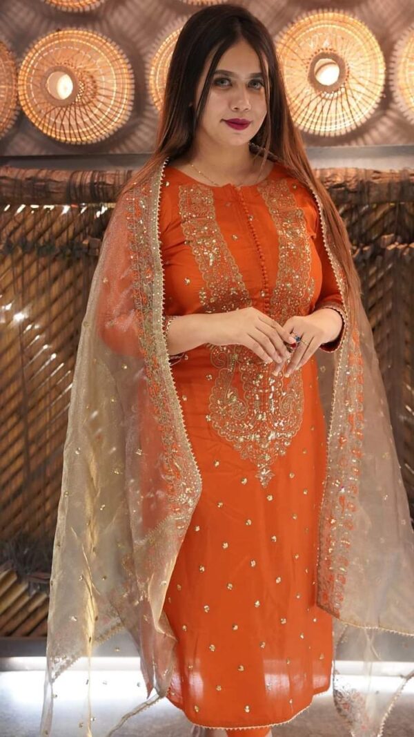 ✨ Sequence Embroidery Readymade Three Piece - Image 2