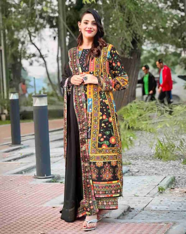 👗 Digital Print Three Piece – Pakistani Rayon Cotton