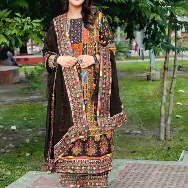 👗 Digital Print Three Piece – Pakistani Rayon Cotton - Image 3