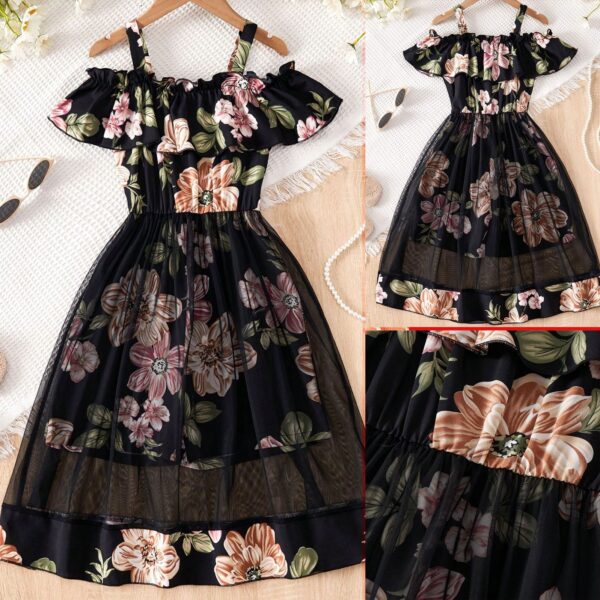 🌸 Flower Gown – Elegant 3D Floral Dress with Belt - Image 4