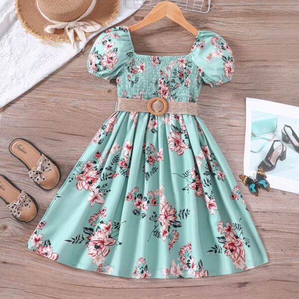 🌸 Flower Gown – Elegant 3D Floral Dress with Belt - Image 3