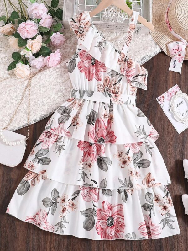 🌸 Flower Gown – Elegant 3D Floral Dress with Belt