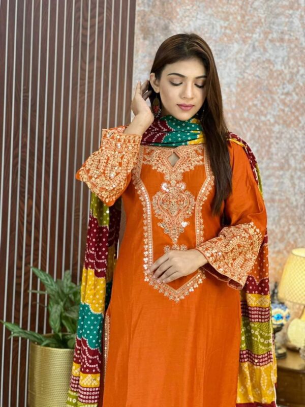 👗 Linen Sequence Three Piece – Embroidered Linen - Image 3