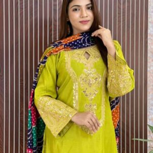 👗 Linen Sequence Three Piece – Embroidered Linen
