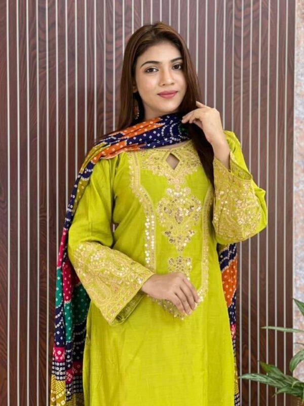 👗 Linen Sequence Three Piece – Embroidered Linen