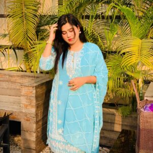 👗 Georgette Embroidery Four Piece – Fully Stitched
