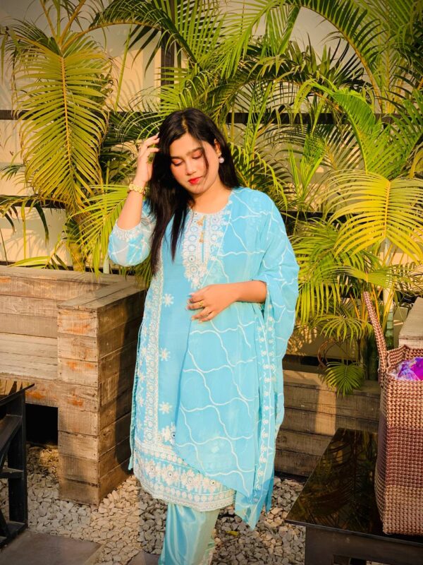 👗 Georgette Embroidery Four Piece – Fully Stitched