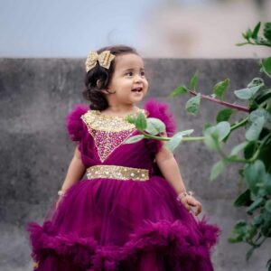 🎀 Baby Party Dress – Elegant Beaded Design