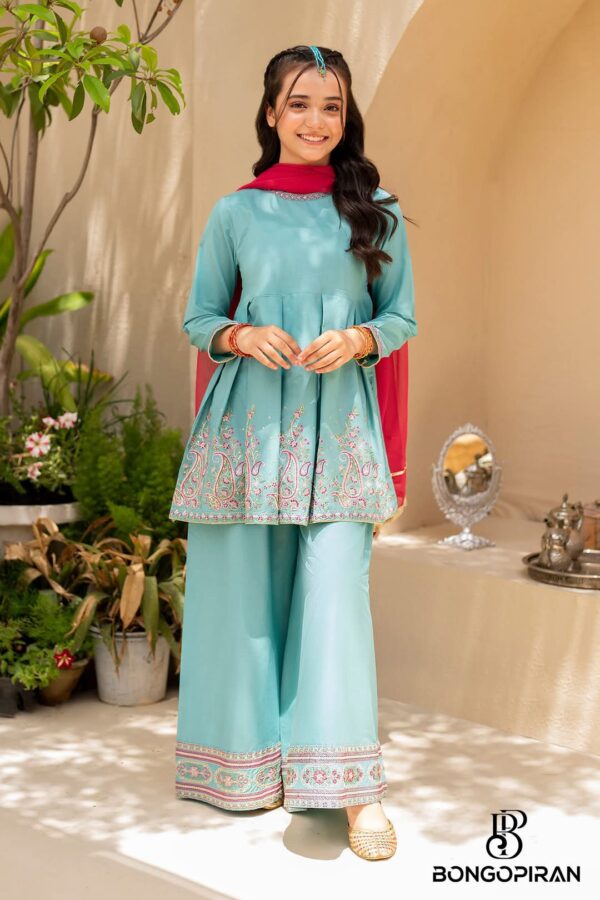 👗 Diamond Georgette Three Piece – Embroidered Kameez - Image 3