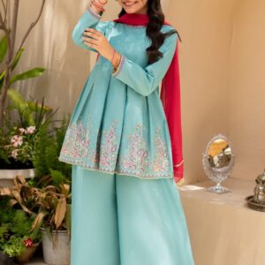 👗 Diamond Georgette Three Piece – Embroidered Kameez