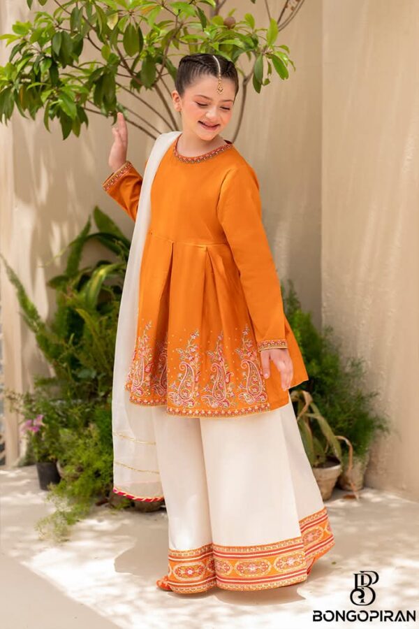 👗 Diamond Georgette Three Piece – Embroidered Kameez