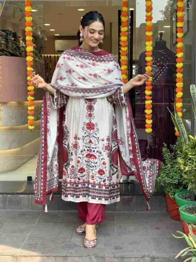 ๐ Premium Digital Print Three Piece โ Soft Cotton-Silk