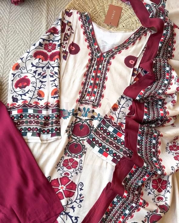 ๐ Premium Digital Print Three Piece โ Soft Cotton-Silk - Image 5