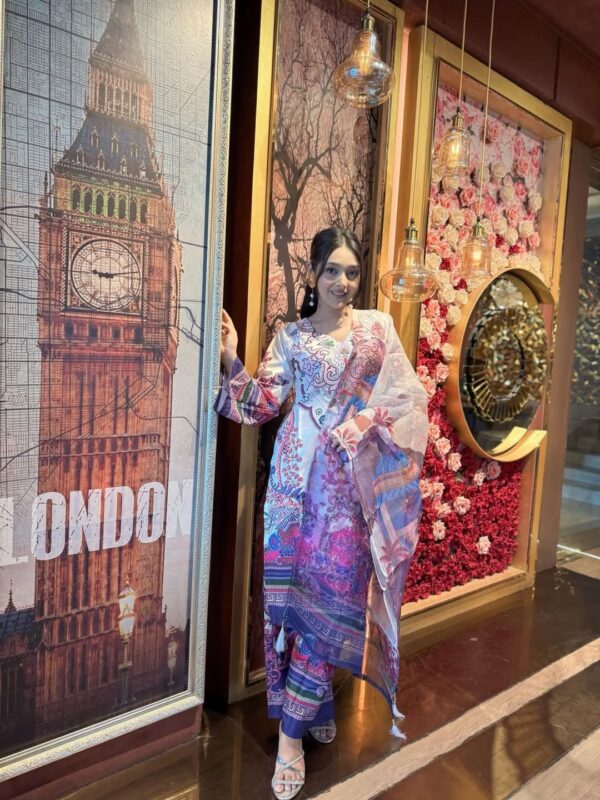 👗 Digital Print Three Piece – Premium Dubai Silk - Image 3