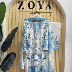 👗 Digital Print Three Piece – Premium Dubai Silk