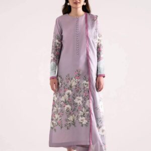 👗 Digital Print Three Piece – Soft Silk Kameez