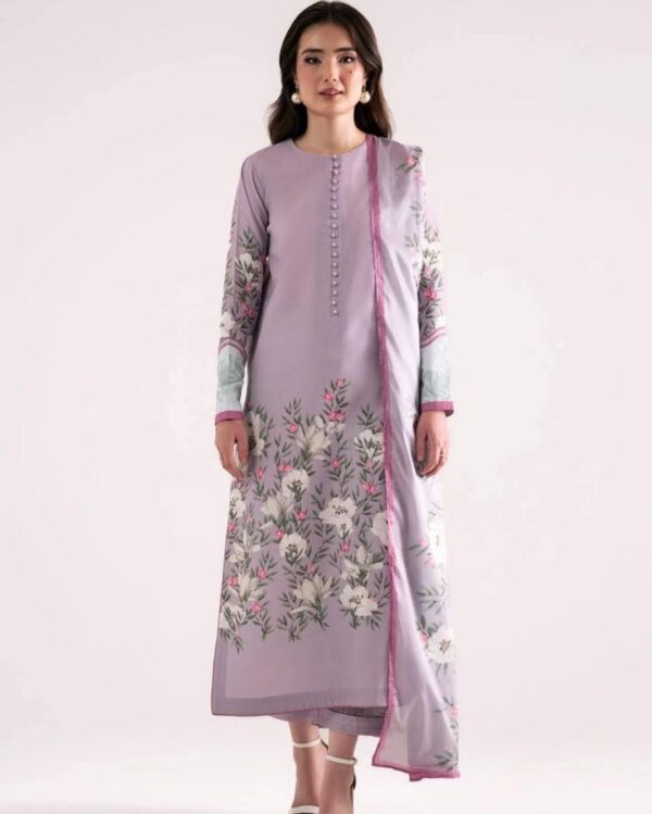 👗 Digital Print Three Piece – Soft Silk Kameez
