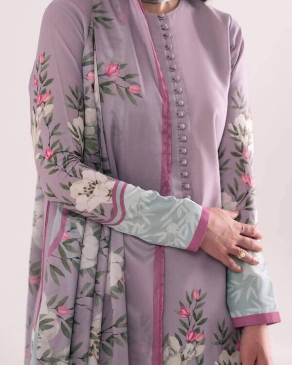 👗 Digital Print Three Piece – Soft Silk Kameez - Image 3