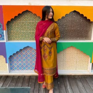 👗 Sequence Embroidery Three Piece – Soft TC Cotton