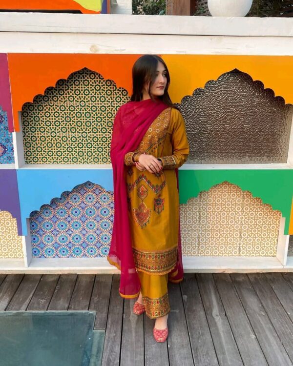 👗 Sequence Embroidery Three Piece – Soft TC Cotton