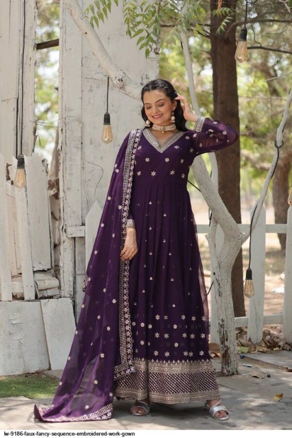 👗 Three Piece Party Gown Set – Heavy Embroidered Indian - Image 3