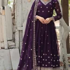 👗 Three Piece Party Gown Set – Heavy Embroidered Indian