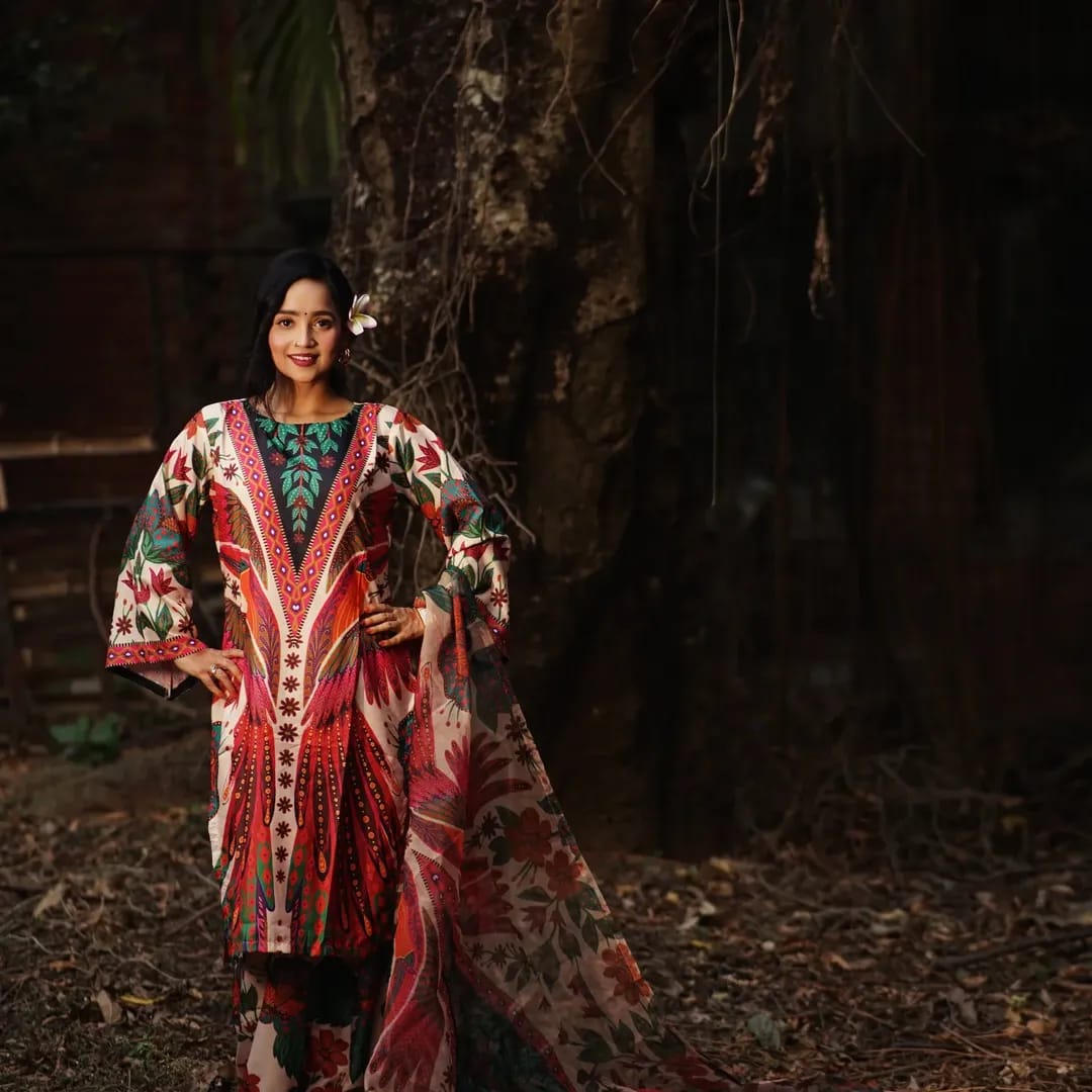 👗 Premium Digital Print Three Piece – Sensetic Silk - Image 5