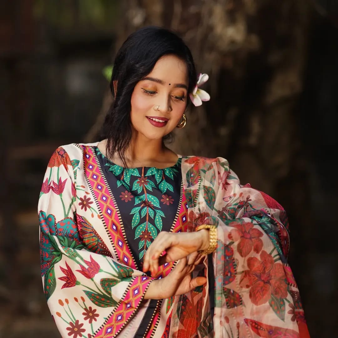 👗 Premium Digital Print Three Piece – Sensetic Silk - Image 4