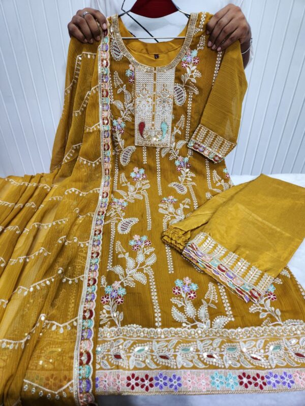 Readymade Three Piece Sharara Set – Faux Georgette - Image 2